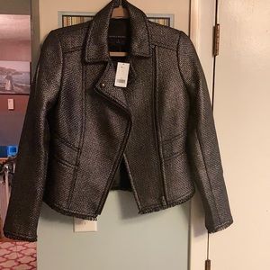 Metallic black and silver blazer with zipper